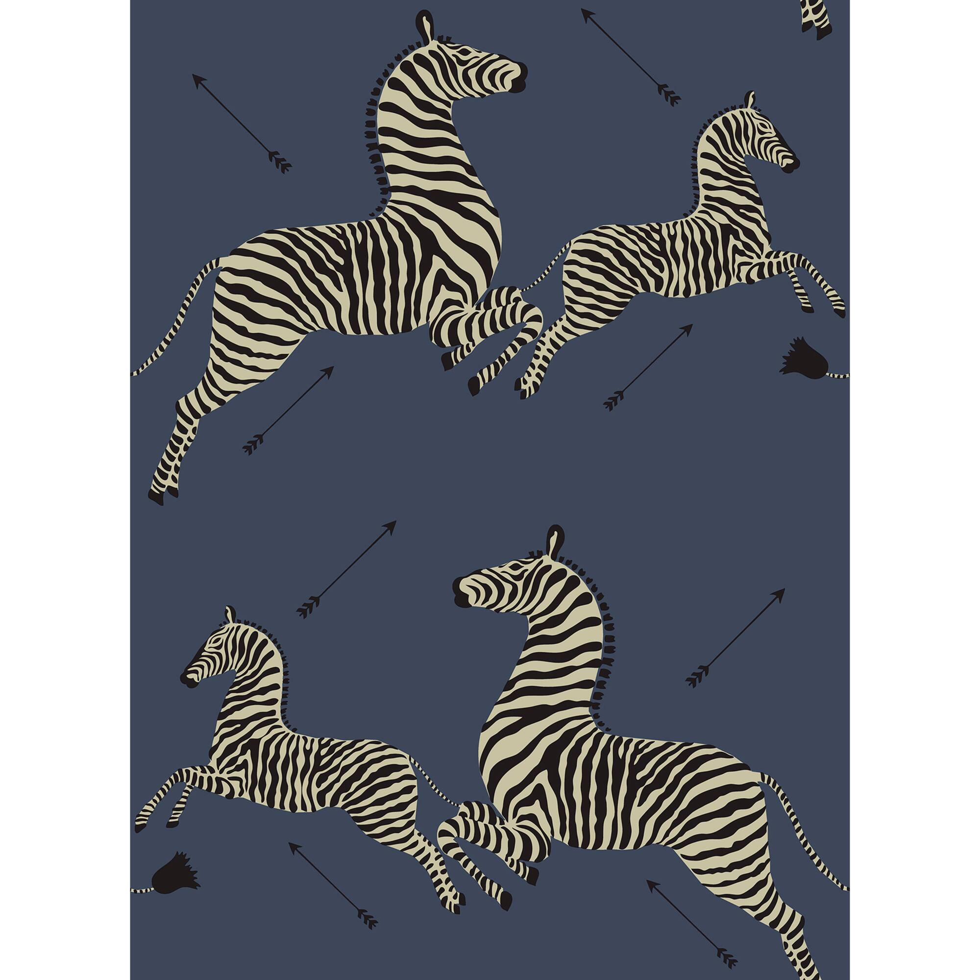 Scalamandre Denim Zebra Safari Peel & Stick Wallpaper